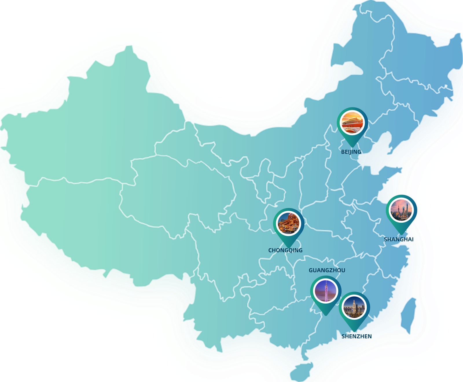 Map of care destinations in China